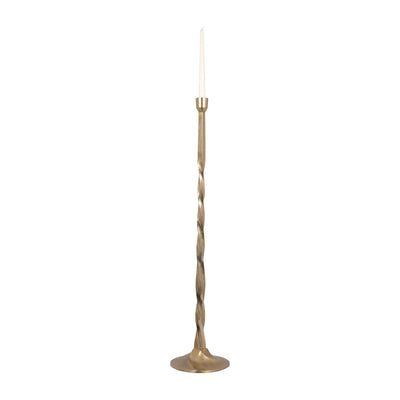 METAL, 36" TWISTED FLOOR TAPER CANDLEHOLDER, GOLD - Al Rugaib Furniture