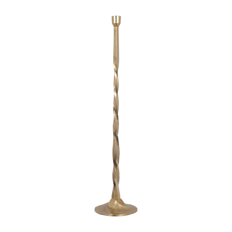 METAL, 36" TWISTED FLOOR TAPER CANDLEHOLDER, GOLD - Al Rugaib Furniture