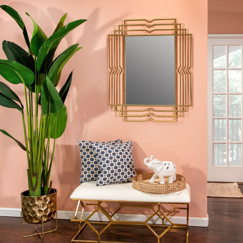 Metal 39" Rectangular Mirror,gold - Al Rugaib Furniture