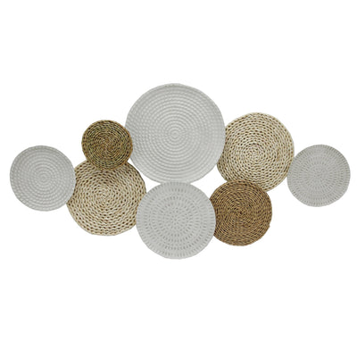 METAL 41" WALL CIRCLES W/ WEAVING, NATURAL - Al Rugaib Furniture