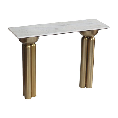 Metal, 42" Marble Top Console, Gold/white - Al Rugaib Furniture