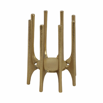 METAL, 6" CANDLEHOLDER WITH SPIKE LEGS, GOLD - Al Rugaib Furniture