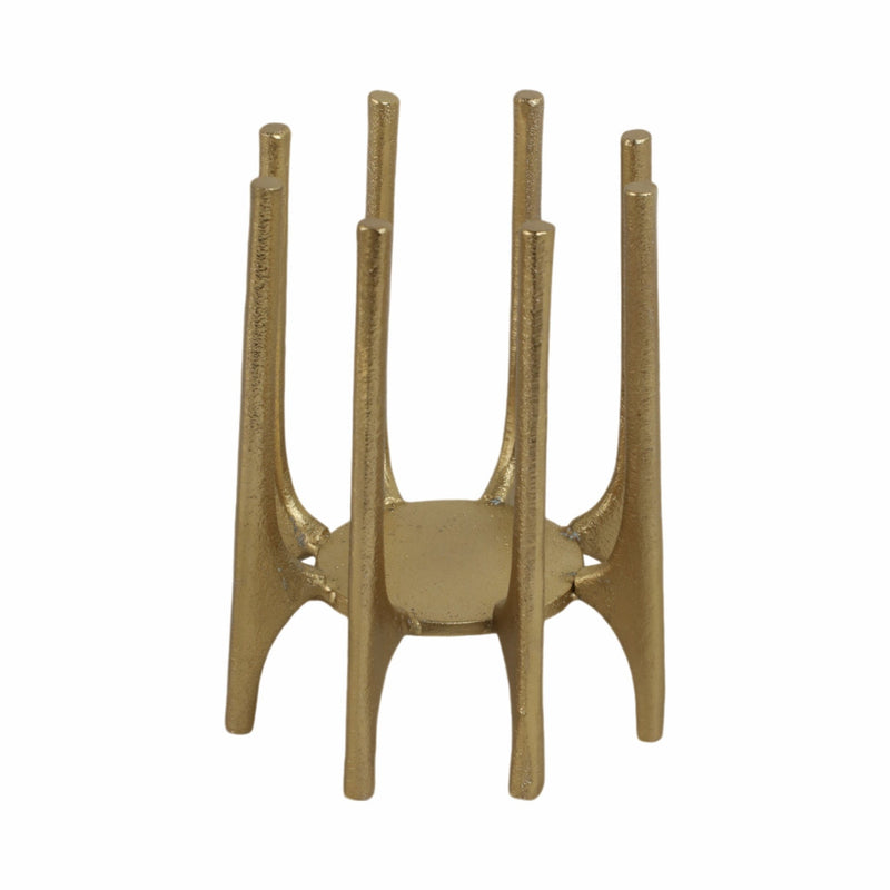 METAL, 6" CANDLEHOLDER WITH SPIKE LEGS, GOLD - Al Rugaib Furniture