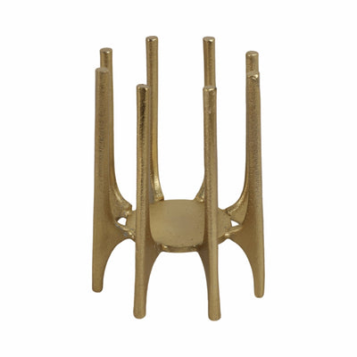 METAL, 6" CANDLEHOLDER WITH SPIKE LEGS, GOLD - Al Rugaib Furniture