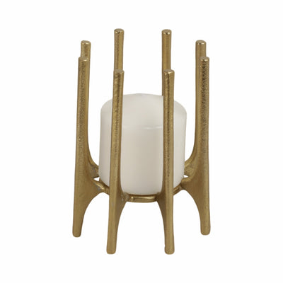METAL, 6" CANDLEHOLDER WITH SPIKE LEGS, GOLD - Al Rugaib Furniture