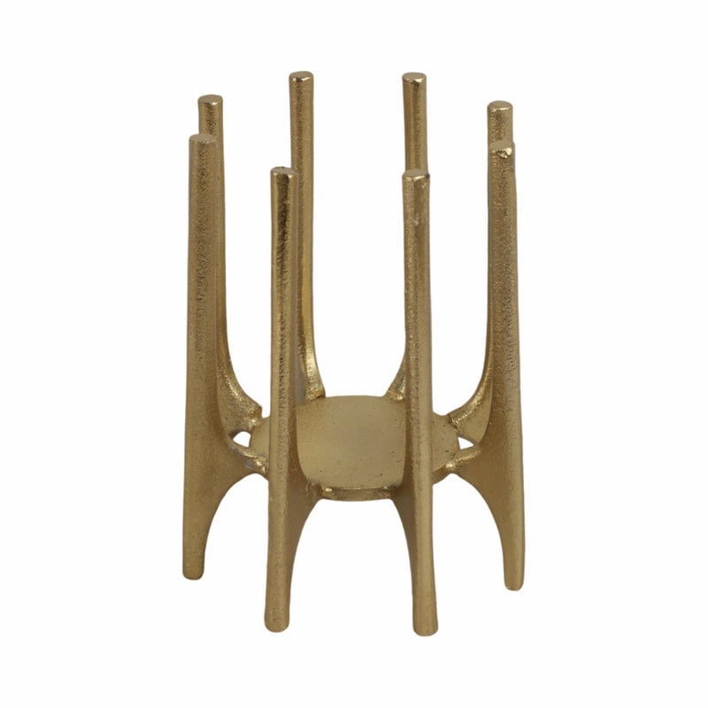 METAL, 6" CANDLEHOLDER WITH SPIKE LEGS, GOLD - Al Rugaib Furniture