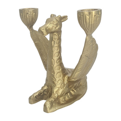 Metal, 6" Giraffe W/ Wings 2 Taper Candle Holder, - Al Rugaib Furniture
