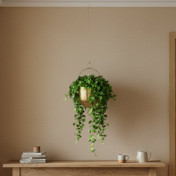METAL 6" HANGING PLANTER, GOLD Outdoor Planters| Sagebrook Home