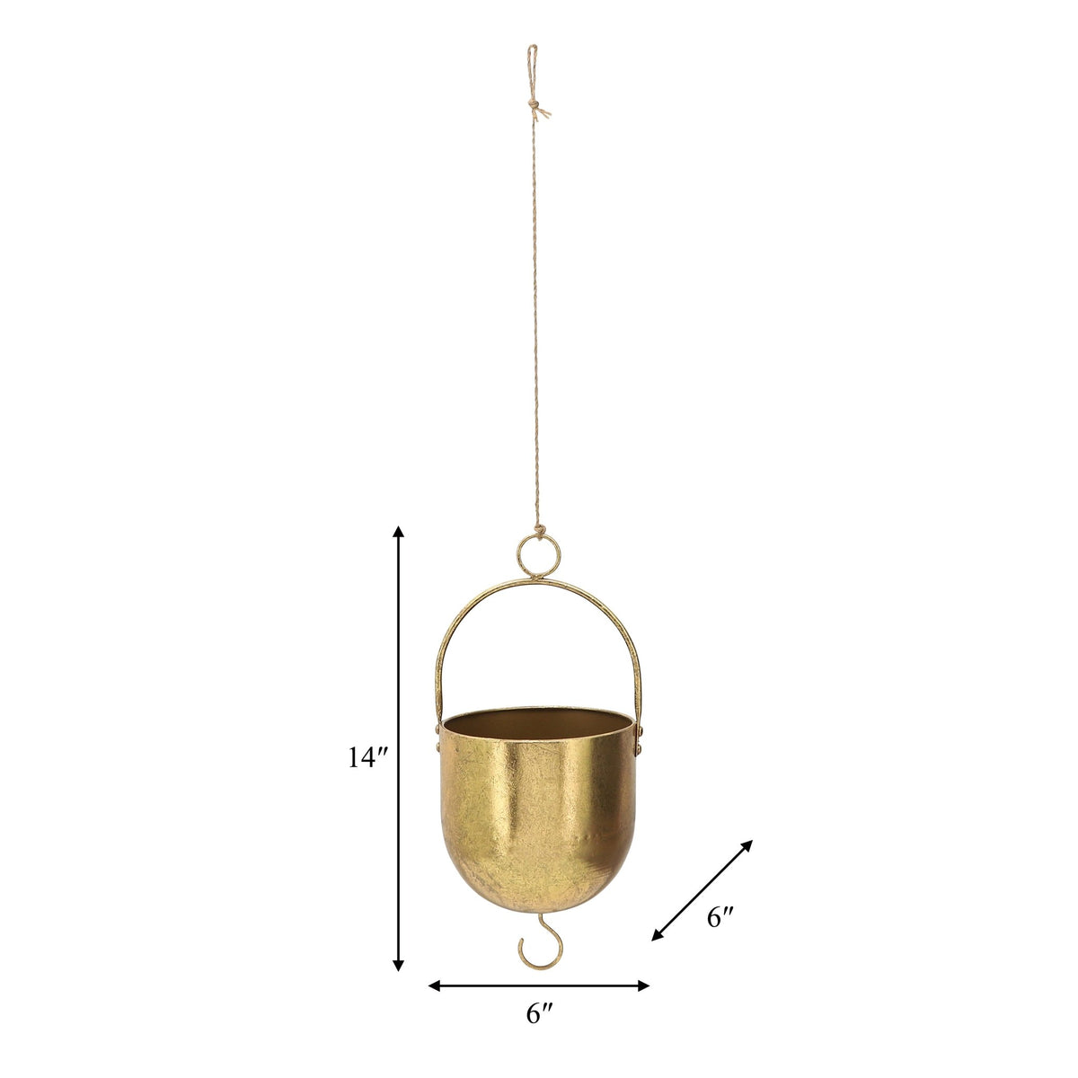 METAL 6" HANGING PLANTER, GOLD Outdoor Planters| Sagebrook Home