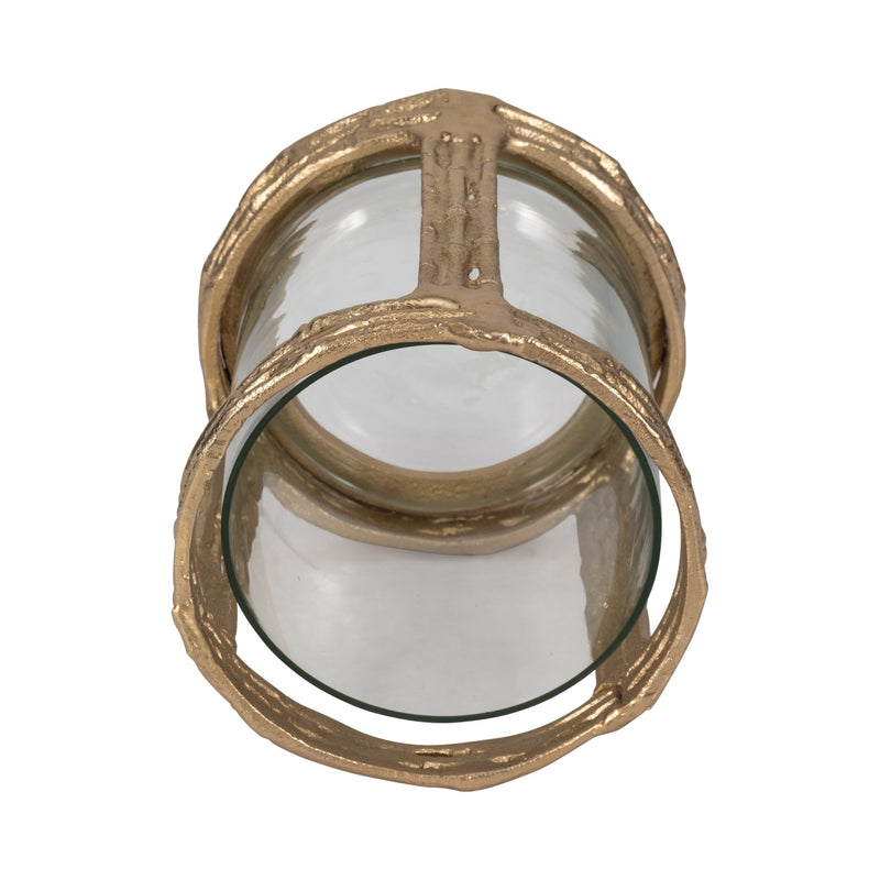 METAL, 6" HURRICANE W GLASS, GOLD - Al Rugaib Furniture