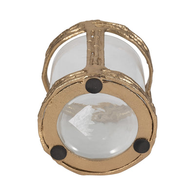 METAL, 6" HURRICANE W GLASS, GOLD - Al Rugaib Furniture