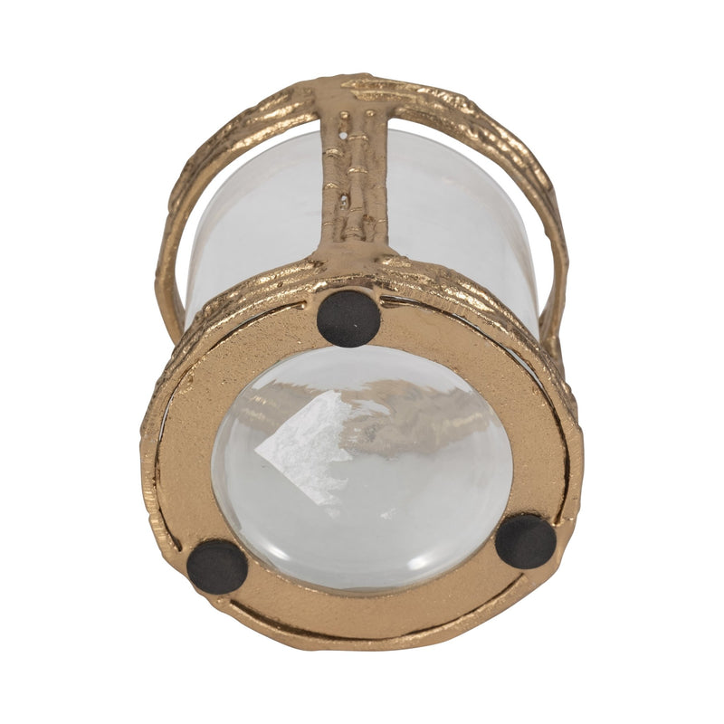 METAL, 6" HURRICANE W GLASS, GOLD - Al Rugaib Furniture