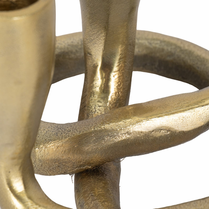 METAL, 6" KNOTTED 2 - TAPER CANDLEHOLDER, GOLD - Al Rugaib Furniture