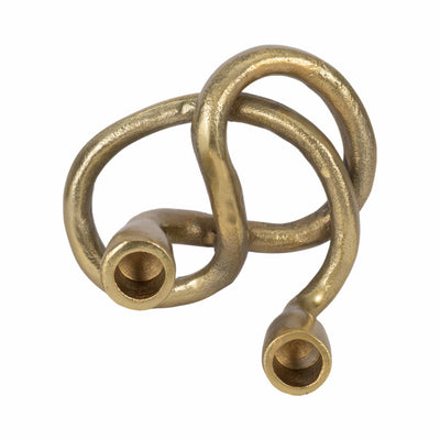 METAL, 6" KNOTTED 2 - TAPER CANDLEHOLDER, GOLD - Al Rugaib Furniture