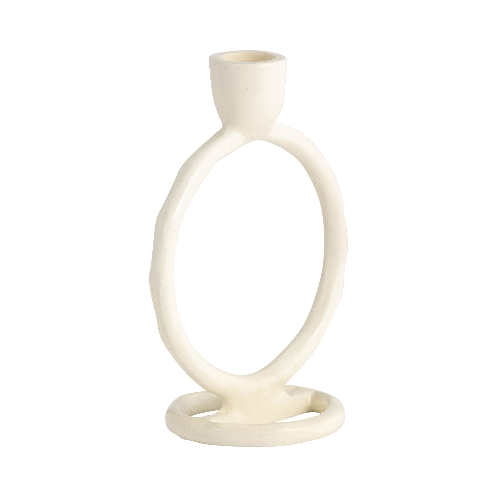 METAL, 6" ROUND RING TAPER CANDLEHOLDER, COTTON Candle Holders| Sagebrook Home