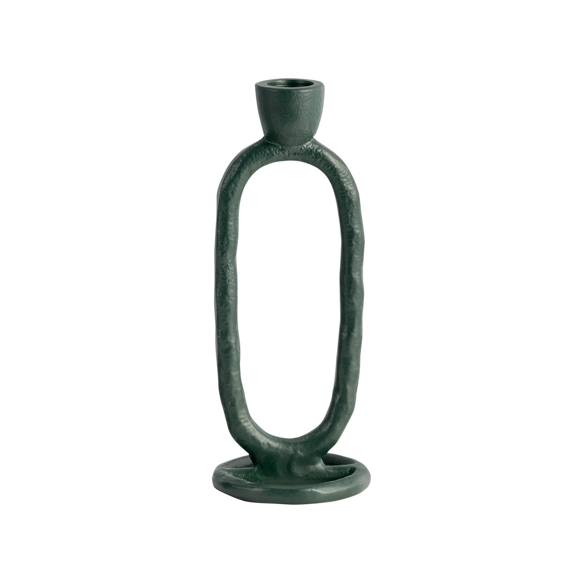 METAL, 7" OPEN OVAL TAPER CANDLEHOLDER, DARK GREEN Candle Holders| Sagebrook Home
