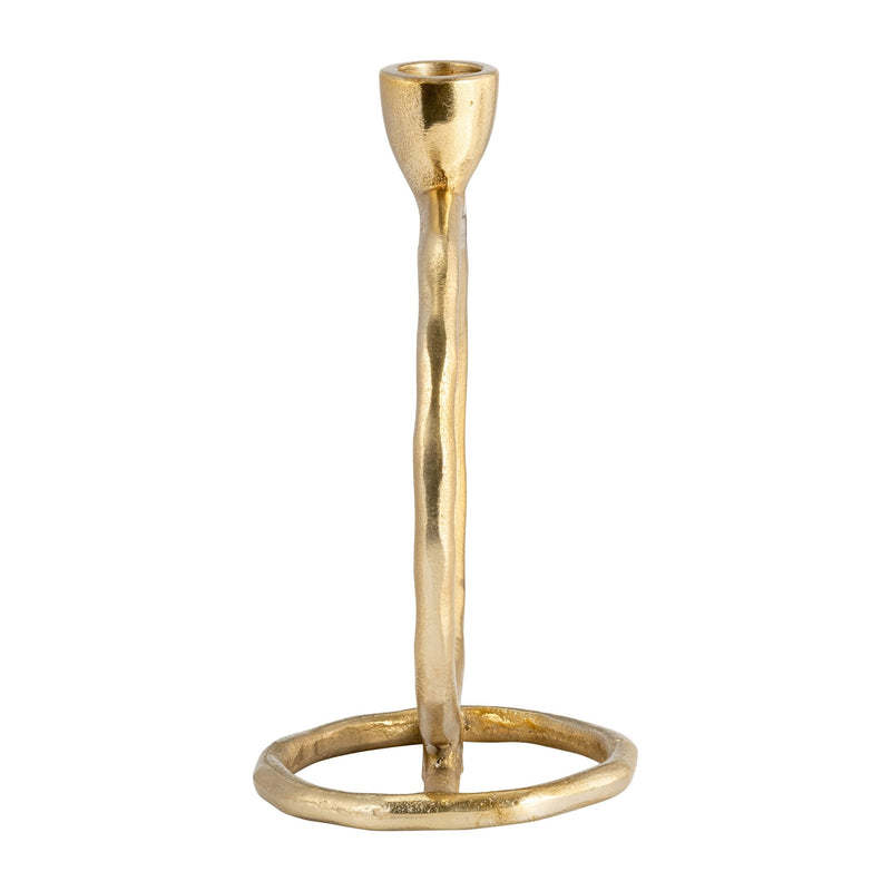METAL, 7" ROUND RING TAPER CANDLEHOLDER, GOLD - Al Rugaib Furniture