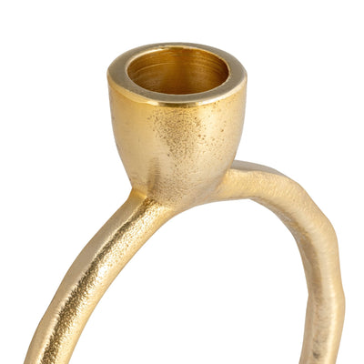 METAL, 7" ROUND RING TAPER CANDLEHOLDER, GOLD - Al Rugaib Furniture