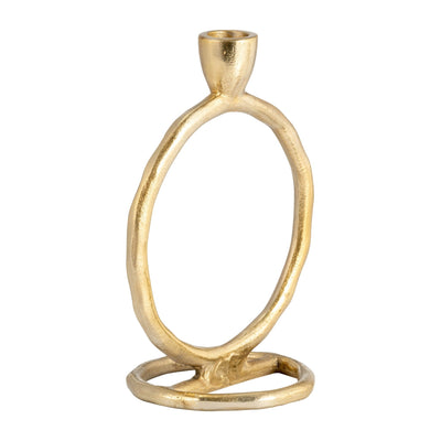 METAL, 7" ROUND RING TAPER CANDLEHOLDER, GOLD - Al Rugaib Furniture