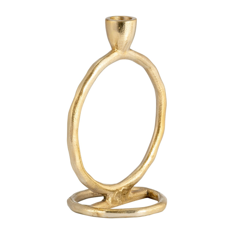 METAL, 7" ROUND RING TAPER CANDLEHOLDER, GOLD - Al Rugaib Furniture