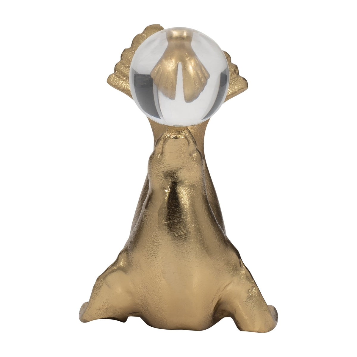 Metal, 7" Sea Lion W/ Acrylic Ball, Gold Table Decors| Sagebrook Home