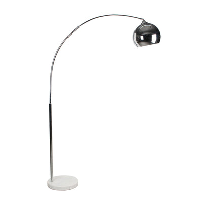 METAL 77" ARCH FLOOR LAMP W/ MARBLE BASE, SILVER - Al Rugaib Furniture