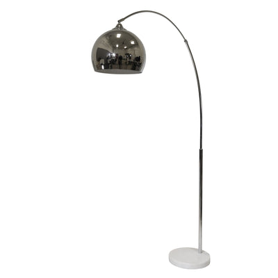 METAL 77" ARCH FLOOR LAMP W/ MARBLE BASE, SILVER - Al Rugaib Furniture
