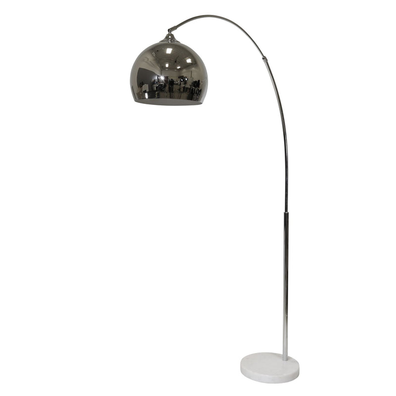 METAL 77" ARCH FLOOR LAMP W/ MARBLE BASE, SILVER - Al Rugaib Furniture