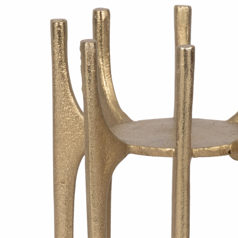 METAL, 8" CANDLEHOLDER WITH SPIKE LEGS, GOLD - Al Rugaib Furniture