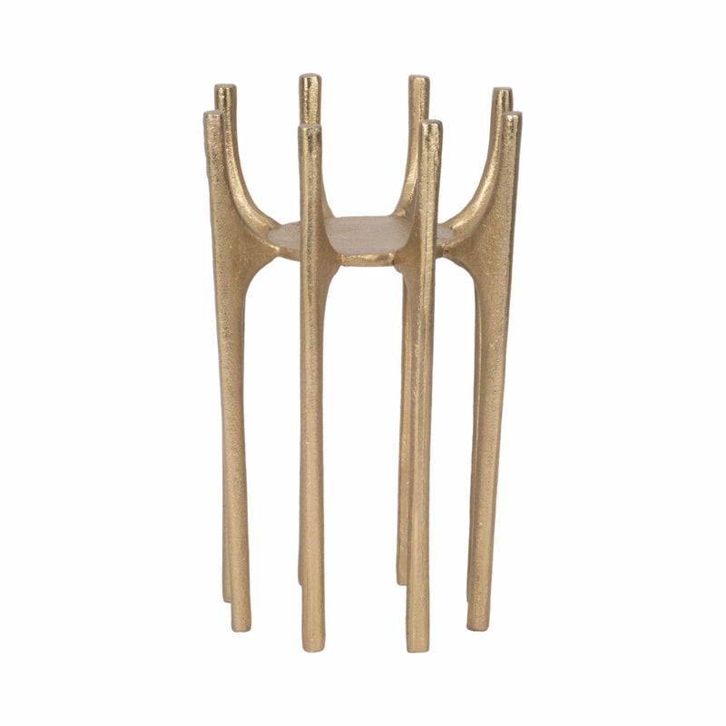 METAL, 8" CANDLEHOLDER WITH SPIKE LEGS, GOLD - Al Rugaib Furniture