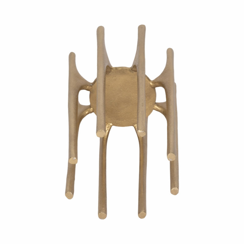 METAL, 8" CANDLEHOLDER WITH SPIKE LEGS, GOLD - Al Rugaib Furniture