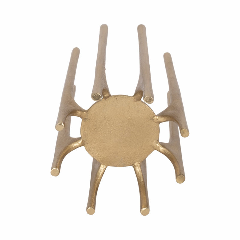 METAL, 8" CANDLEHOLDER WITH SPIKE LEGS, GOLD - Al Rugaib Furniture