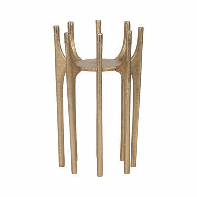 METAL, 8" CANDLEHOLDER WITH SPIKE LEGS, GOLD - Al Rugaib Furniture
