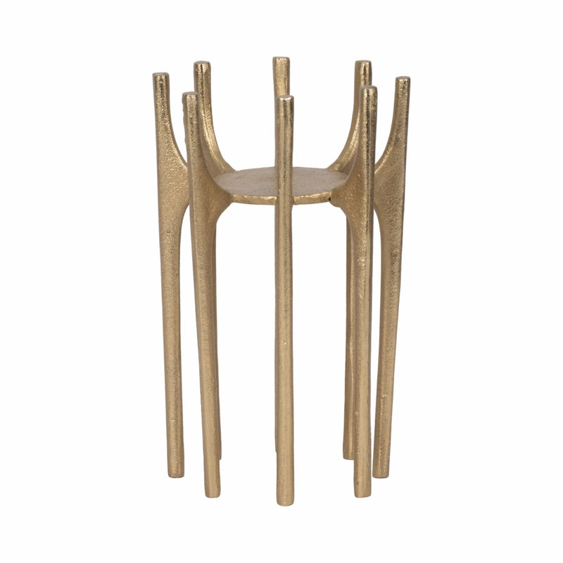 METAL, 8" CANDLEHOLDER WITH SPIKE LEGS, GOLD - Al Rugaib Furniture