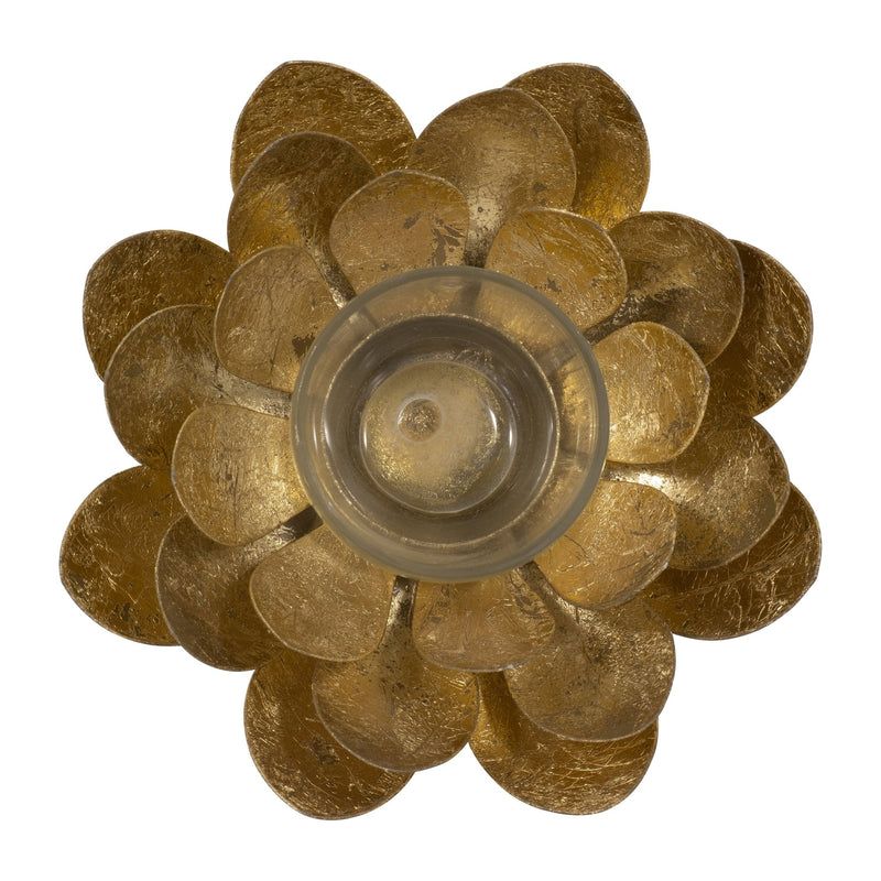 METAL, 8"D LOTUS VOTIVE HOLDER, GOLD - Al Rugaib Furniture