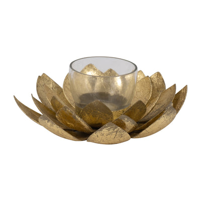 METAL, 8"D LOTUS VOTIVE HOLDER, GOLD - Al Rugaib Furniture