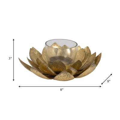 METAL, 8"D LOTUS VOTIVE HOLDER, GOLD - Al Rugaib Furniture