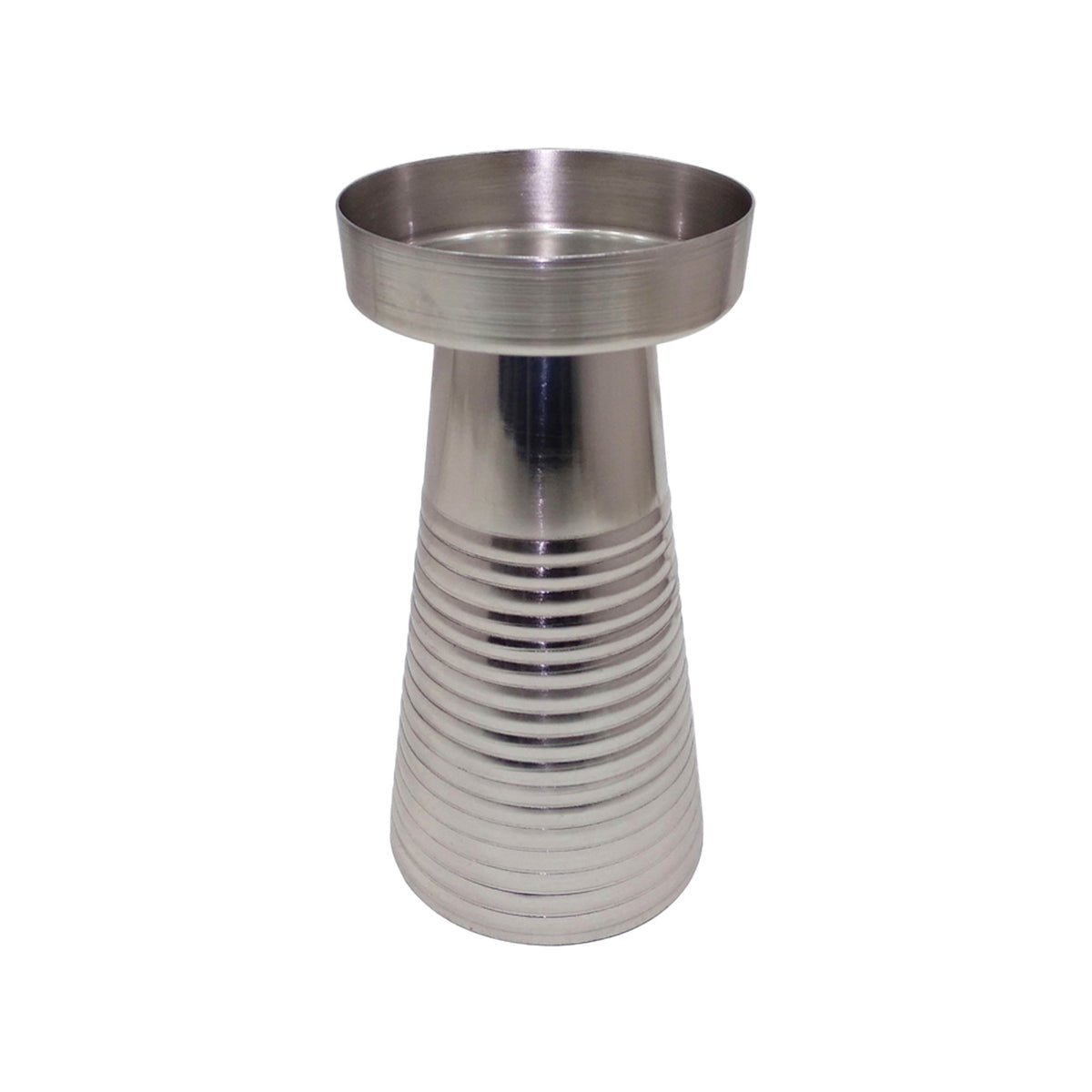 METAL, 8"H STRIPED PILLAR, SILVER Candle Holders| Sagebrook Home