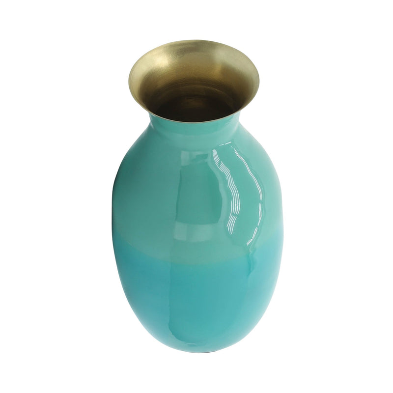 METAL 9" OLPE VASE, GREEN - Al Rugaib Furniture
