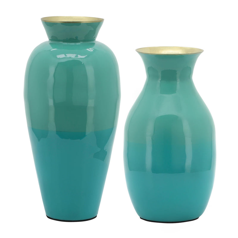 METAL 9" OLPE VASE, GREEN - Al Rugaib Furniture
