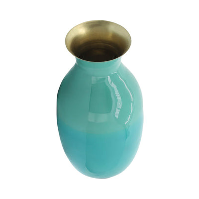 METAL 9" OLPE VASE, GREEN - Al Rugaib Furniture