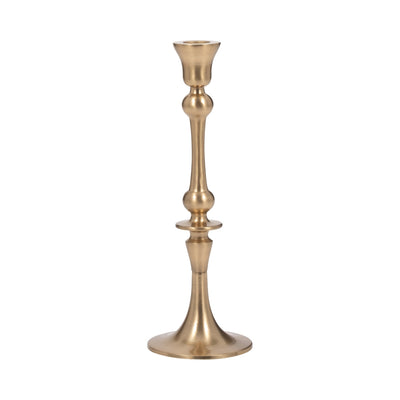 METAL, 9" TRADITIONAL TAPER CANDLEHOLDER, GOLD - Al Rugaib Furniture