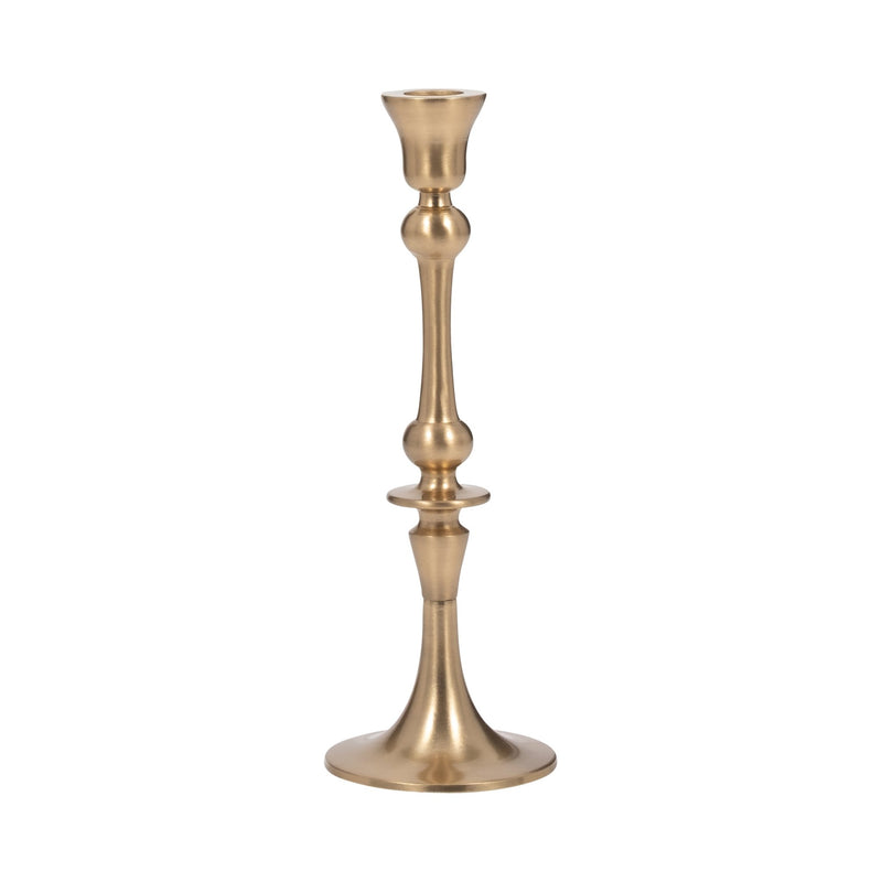 METAL, 9" TRADITIONAL TAPER CANDLEHOLDER, GOLD - Al Rugaib Furniture
