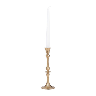 METAL, 9" TRADITIONAL TAPER CANDLEHOLDER, GOLD - Al Rugaib Furniture