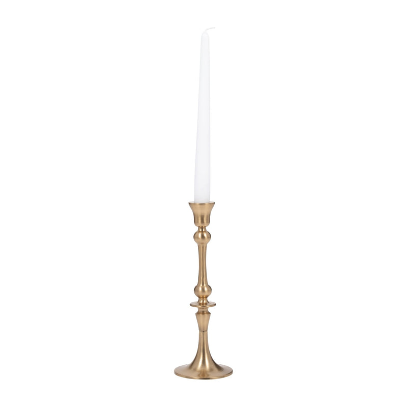 METAL, 9" TRADITIONAL TAPER CANDLEHOLDER, GOLD - Al Rugaib Furniture