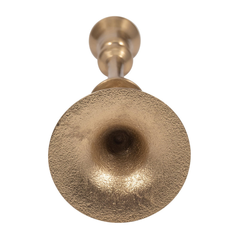METAL, 9" TRADITIONAL TAPER CANDLEHOLDER, GOLD - Al Rugaib Furniture