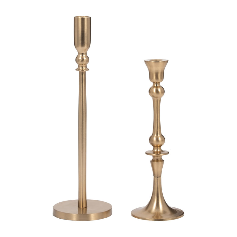METAL, 9" TRADITIONAL TAPER CANDLEHOLDER, GOLD - Al Rugaib Furniture