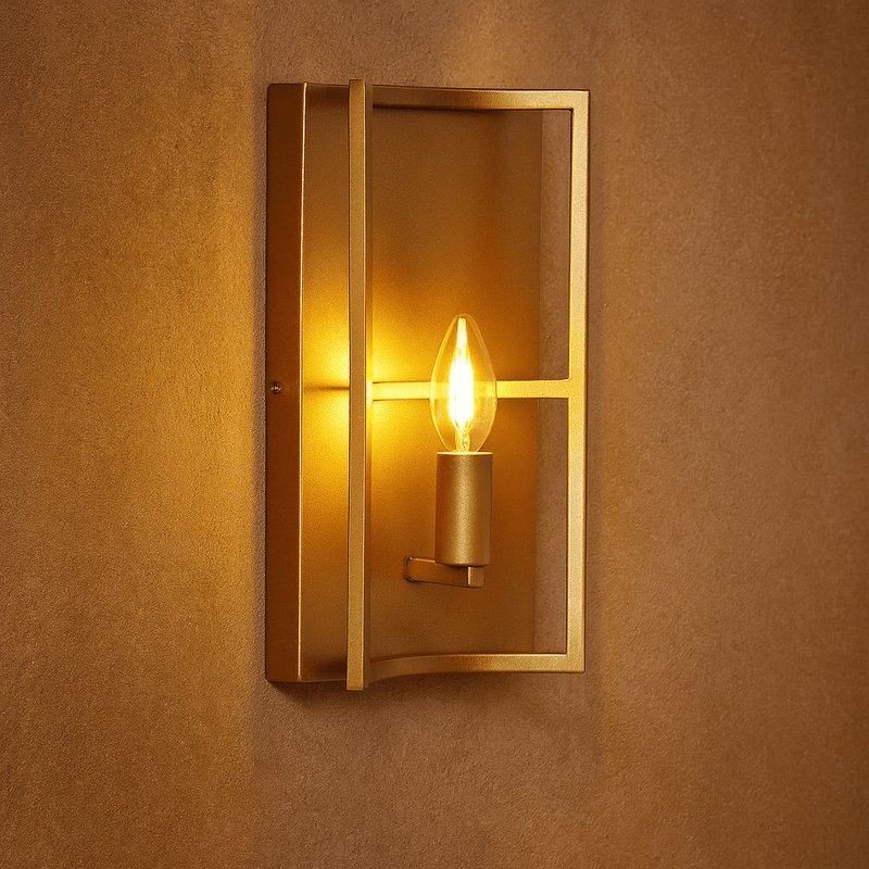 METAL CAGE WALL SCONCE, GOLD - Al Rugaib Furniture