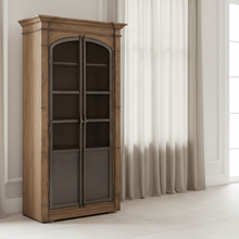 Metal Door Lt  Oak Display Cabinet
