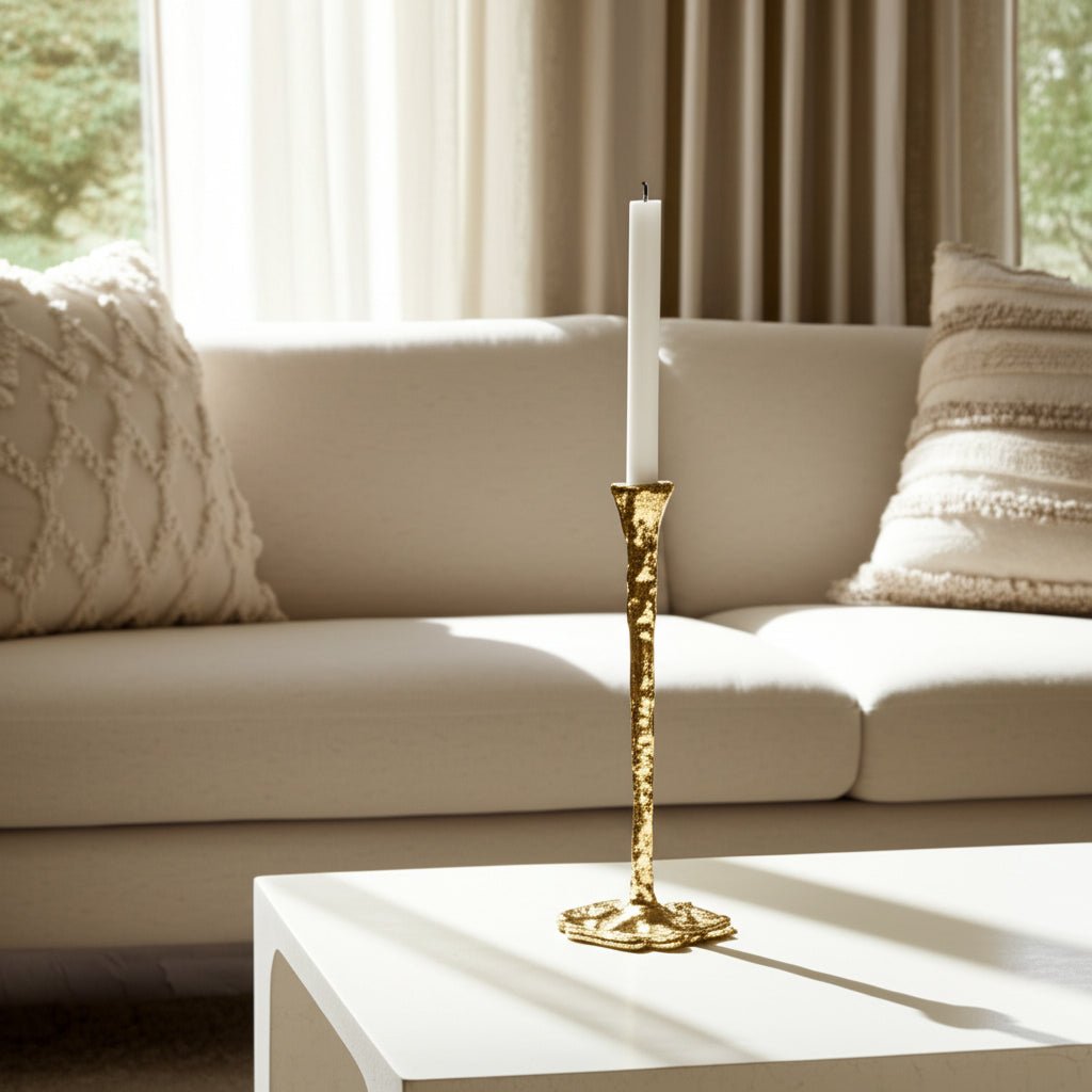 METAL, FORGED TAPER CANDLEHOLDER, GOLD Candle Holders| Sagebrook Home